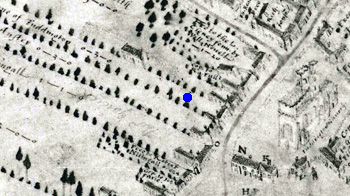 The site of the Feoffee Almshouses in 1581